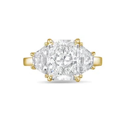 DIANA M. 14KT 8CTS GOLD LAB GROWN RADIANT CUT DIAMOND THREE STONE ENGAGEMENT RING, DEF COLOR, VVS-VS CLARITY,