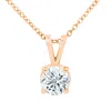Diana M. 14kt Rg 3cts Lab Grown Diamond Solitaire Pendant, 3 Prong Setting, Rabbit Ear Bail, Def Color, Vs Cl In Pink
