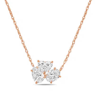 DIANA M. 14KT ROSE GOLD LAB GROWN DIAMOND PENDANT FEATURING HEART SHAPE, PEAR SHAPE, AND OVAL SHAPE STONE WEI