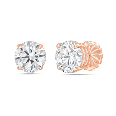 Diana M. 14kt Rose Gold Lab Grown Round Diamond Studs Weighing 2.00 Carat Total Weight