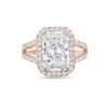 Diana M. 14kt Rose Gold Radiant Lab Grown Diamond Engagement Ring With 2 Ct Center And 1.25 Cts On Sides In Pink