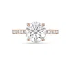 Diana M. 18kt Rose Gold Round Lab Grown Diamond Engagement Ring With 5 Ct Center And 0.70 Cts On Sides In Pink