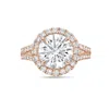 Diana M. 14kt Rose Gold Round Lab Grown Diamond Engagement Ring With 3 Ct Center And 1.25 Cts On Sides In Pink