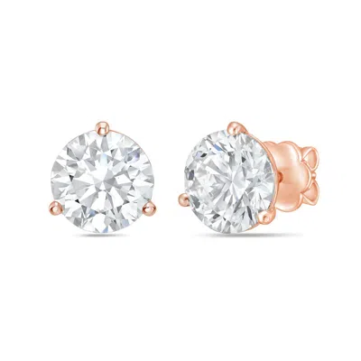 Diana M. 14kt Rose Gold Round Lab Grown Stud Earrings Weighing 0.75 Cts Tw In A Three Prong Setting In Yellow