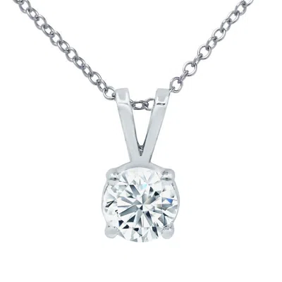 DIANA M. 14KT WG 3CTS LAB GROWN DIAMOND SOLITAIRE PENDANT, 3 PRONG SETTING, RABBIT EAR BAIL, DEF COLOR, VS CL