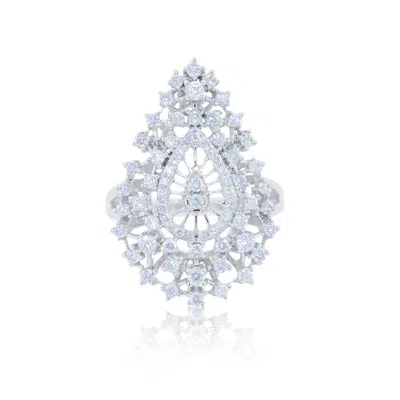 Diana M. 14kt Wg Ring With 1.06ct Diamonds / 6.1gm / 71 Stone In White