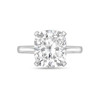 Diana M. 14kt White Gold 1.00 Ct Lab Grown Cushion Cut Solitaire Engagement Ring In Metallic