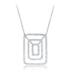 Diana M. 14kt White Gold 3 Row Rectangular Diamond Pendant Featuring 2.00 Cts Of Round Diamonds In Silver