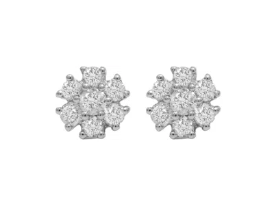 Diana M. 14kt White Gold Diamond Flower Stud Earrings Containing 0.75 Cts Tw In Silver