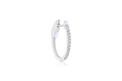 Diana M. 14kt White Gold Diamond Half-way Oval Hoop Earrings Containing 0.25 Cts Tw In Silver