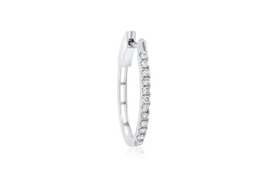 Diana M. 14kt White Gold Diamond Half-way Oval Hoop Earrings Containing 0.50 Cts Tw In Silver