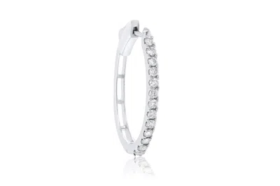 Diana M. 14kt White Gold Diamond Half-way Oval Hoop Earrings With 1.00 Cts Tw In Silver