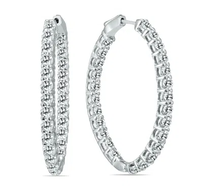 Diana M. 14kt White Gold Diamond In-out Round Hoop Earrings Comprised Of 5.00 Cts Tw In Silver