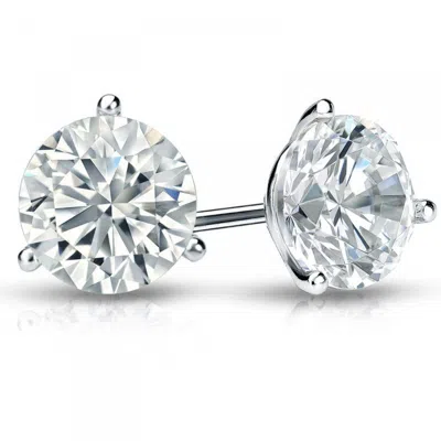Diana M. 14kt White Gold Diamond Martini Stud Earrings Containing 1.00 Cts Tw In Silver