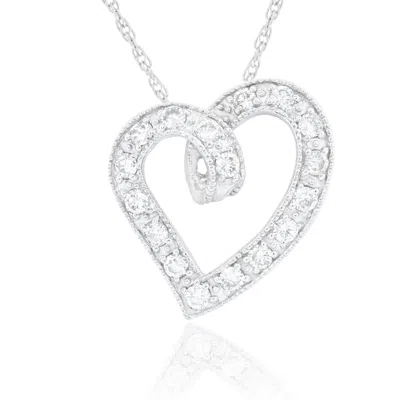 Diana M. 14kt White Gold Diamond Pendant 1.15ct Heart Shape In Silver