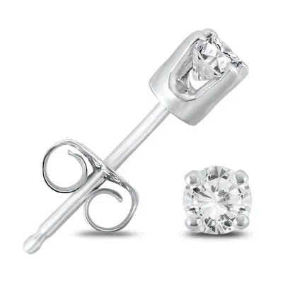 Diana M. 14kt White Gold Diamond Stud Earrings Containing 0.33 Cts Tw In Silver