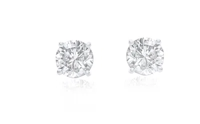 Diana M. 14kt White Gold Diamond Stud Earrings Containing 1.00 Cts Tw In Silver