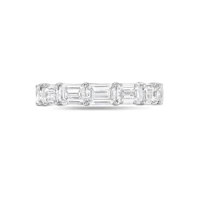 Diana M. 14kt White Gold Emerald Cut Lab Grown Diamond Eternity Band East West Weighing 4.57 Cts
