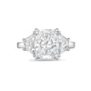 Diana M. 14kt White Gold Lab Grown Diamond 4 Ct Radiant With 0.70 Cts Lab Grown Trapezoids On The Side In Silver