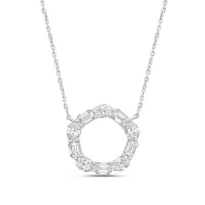 Diana M. 14kt White Gold Lab Grown Diamond Emerald Circle Pendant Weighing 3.17 Cts In Metallic