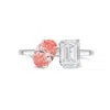 Diana M. 14kt White Gold Lab Grown Diamond Oval And Emerald Fashion Ring Weighing 2.09 Cts Tw In White
