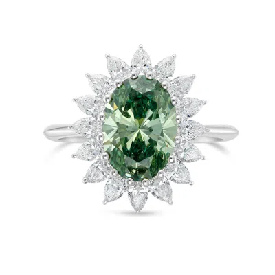 Diana M. 14kt White Gold Lab Grown Diamond Oval Engagement Ring Weighing 2.92 Cts