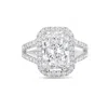 Diana M. 14kt White Gold Radiant Lab Grown Diamond Engagement Ring With 3 Ct Center And 1.25 Cts On Sides In White