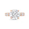 Diana M. 14kt White Gold Round Lab Grown Diamond Engagement Ring With 3 Ct Round Center And 1.50 Cts Going Al In Pink