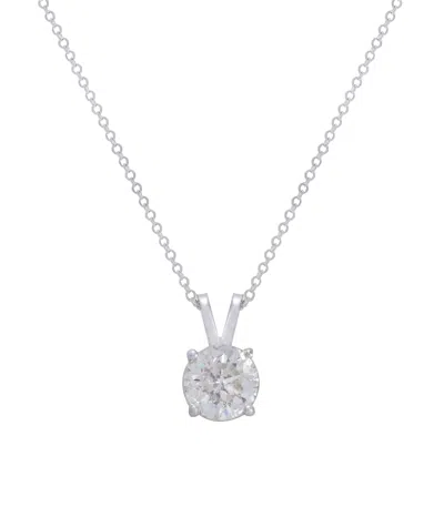 Diana M. 14kt White Gold Solitaire Diamond Pendant Containing 1.53 Ct Of Clarity Enhanced Diamond In Silver