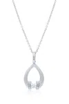 Diana M. 14kt White Gold Teardrop Pendant Featuring 0.63 Ct Center And 0.10 Cts On The Side In Silver