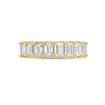 Diana M. 14kt White Yellow Emerald Cut Lab Grown Diamond Eternity Band Weighing 8.00 Cts