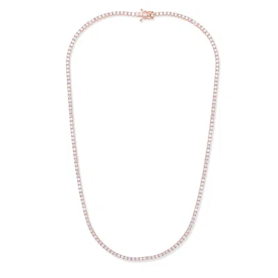 Diana M. 14kt Yellow Gold Classic Straight Tennis Necklace 6.25 Carats Diamonds, 4n Prong, 180 Stones In Silver