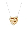 Diana M. 14kt Yellow Gold Heart Shaped Pendant With Star, Moon, And Heart Featuring 0.05 Cts Of Round Diamond In Gold