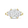 Diana M. 14kt Yellow Gold Lab Grown Diamond 4 Ct Radiant With 0.70 Cts Lab Grown Trapezoids On The Side In Yellow