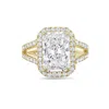Diana M. 14kt Yellow Gold Radiant Lab Grown Diamond Engagement Ring With 2 Ct Center And 1.25 Cts On Sides In Yellow