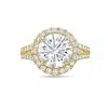 Diana M. 14kt Yellow Gold Round Lab Grown Diamond Engagement Ring With 3 Ct Center And 1.25 Cts On Sides In Yellow