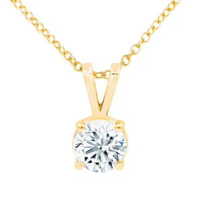 Diana M. 14kt Yg 2cts Lab Grown Diamond Solitaire Pendant, 3 Prong Setting, Rabbit Ear Bail, Def Color, Vs Cl In Yellow