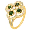 Diana M. 14kt Yg Ring With 0.40ct Diamonds And 0.34ct Em / 2.7gm / 81 Stone In Green