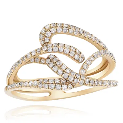 Diana M. 14kt Yg Ring With 0.44ct Diamonds / 3.4gm / 122 Stone In Silver