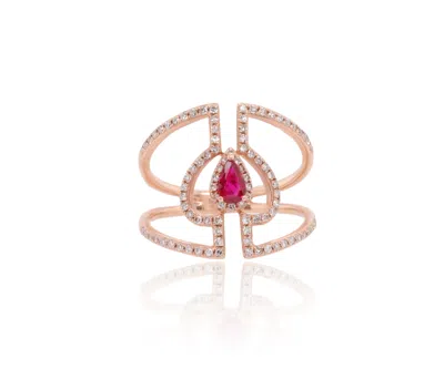 Diana M. 14ktr Gold Ring Scd0.34 Rb 0.21 3.39gm 93st In Pink
