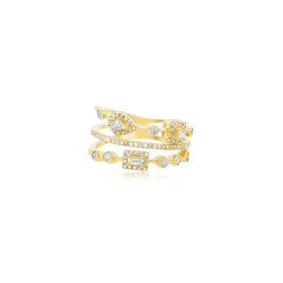 Diana M. 14ktyg Ring 0.36cts Bg 0.02cts Pc 0.03cts 4.08gr In Silver