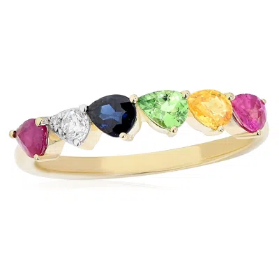 Diana M. 14kt/yg Ring Diamods 0.10cts Rb 0.19 Mixsp 0.60cts Grg0.17cts In White