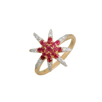 Diana M. 14kt/yg Ring With 0.10ct Diamonds And 0.65ct Rb / 2.8gm 29 St In Purple