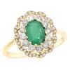 Diana M. 14ky Ring With 0.49ct Diamonds And 0.64ct Em / 2.30 Gr / 51 St In Green