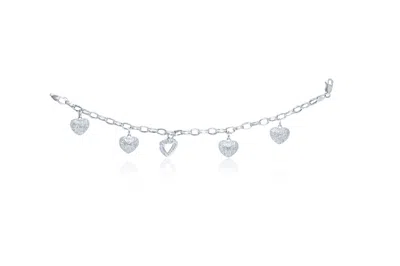 Diana M. 1.50 Carat Pave Heart Charm Bracelet In Silver