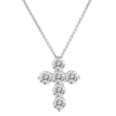 Diana M. Fine Jewelry 18k 1.50 Ct. Tw. Diamond Cross Pendant Necklace In Silver