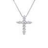 Diana M. 18 Karat White Gold Diamond Cross Pendant Featuring 1.00 Cts Total. In Silver