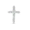 Diana M. 18 Kt White Gold, 1" Diamond Cross Pendant Adorned With 3.50 Cts Tw Of Round Diamonds In Silver