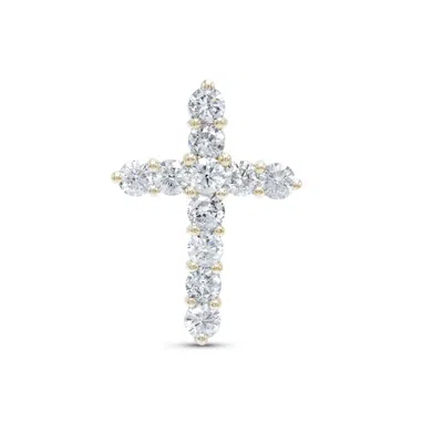 Diana M. 18 Kt White Gold, 1" Diamond Cross Pendant Adorned With 3.50 Cts Tw Of Round Diamonds In Silver