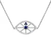 Diana M. 18 Kt White Gold, 16" Sapphire And Diamond Pendant With An Eye-shaped Design Featuring 1.00 Cts Tw D In Blue